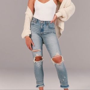 A&F distressed mom jeans